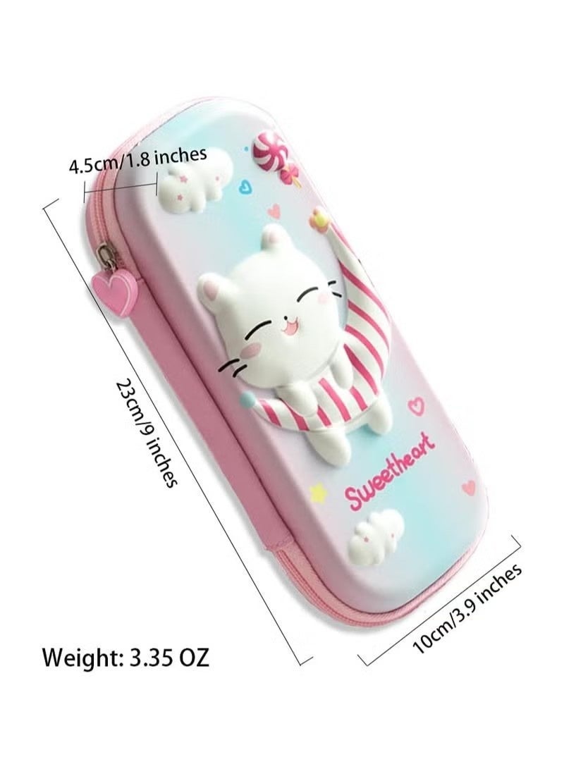 Pencil Case for Girls 3D EVA Cat Cartoon Storage Pouch Pen Holder for School Kids Large- Capacity Storage Box Children's Student Gift Stationery Box - Image 3